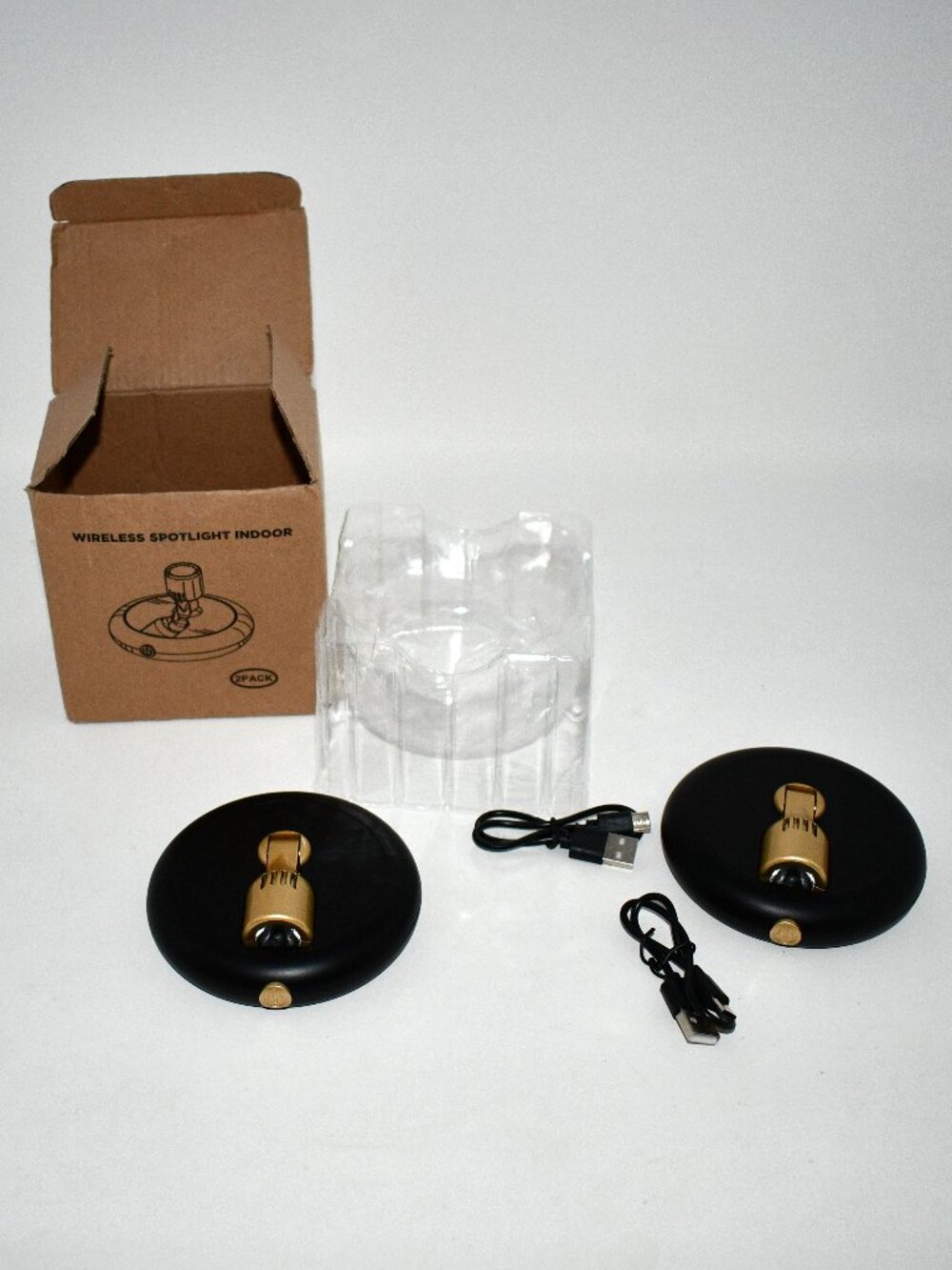 Ler0ktr Rechargeable LED Spotlight, 2 Pack, Wireless Accent Lights, Remote Timer
